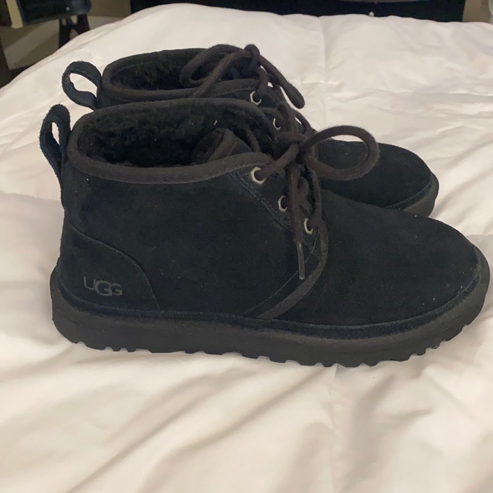 UGG Black Suede lace up booties